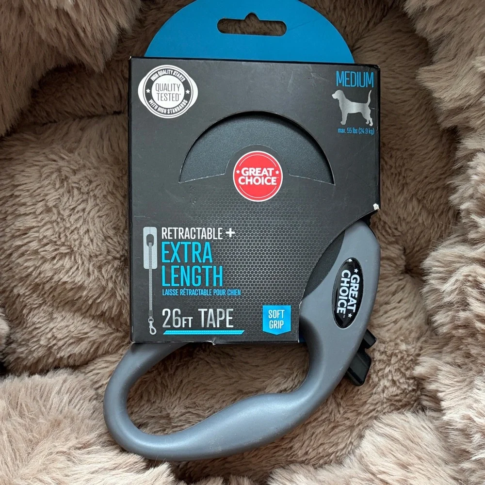 Great Choice Retractable Dog Leash - Gray Medium 26ft